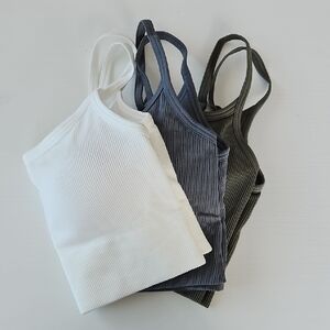 Set Of 3 Uniqlo Seamless Half Bra Camisole sz S - White, Gray, Green